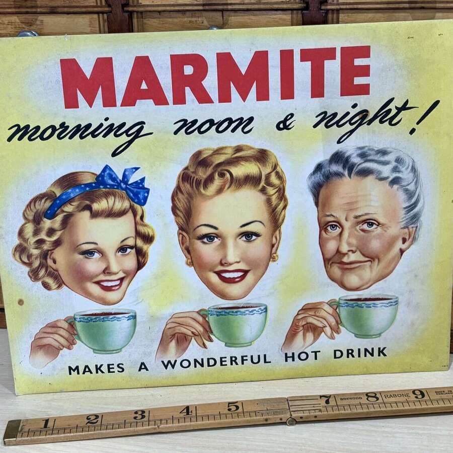 Marmite "Morning Noon & Night " Advertising Card Sign c1950s