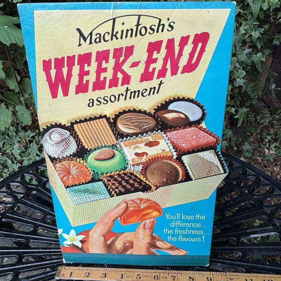 Mackintosh's Weekend Chocolate & Toffee Advertising Card Sign c1950/60s