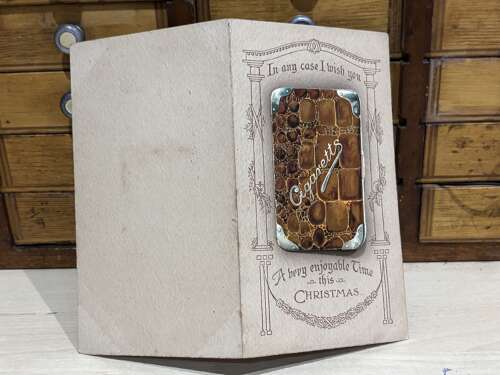 Superb Cigarette Brand Snake Charmer Bond of Union Advertising Christmas Card c1900 c1900s