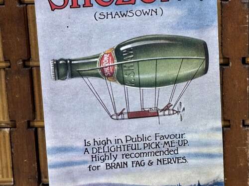 Shaw. Wakefield. Shozone Codd Bottle Airship Advertising Trade Post Card c1900s