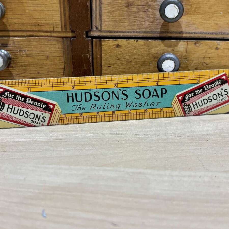 Superb Hudson Soap Promotional Advertising Tin Ruler c1900s