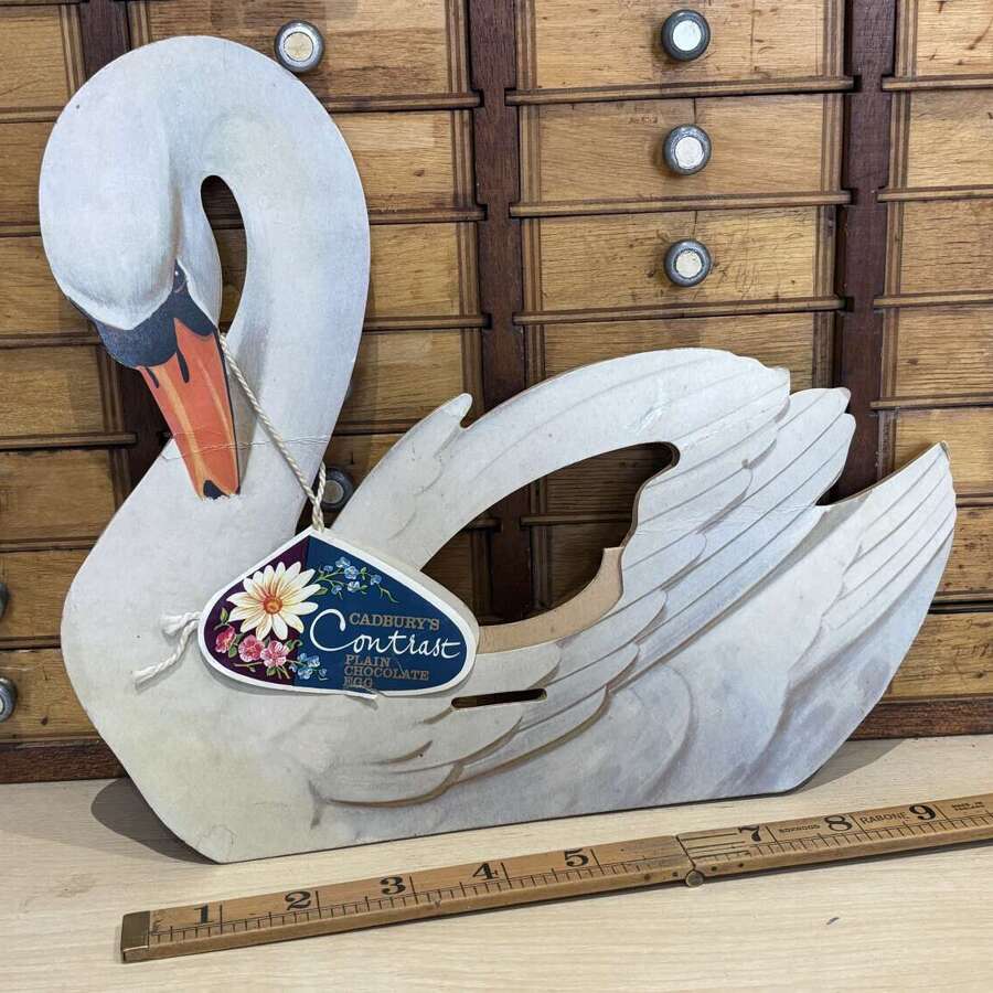 Rather Lovely Cadbury's Swan Bird Die-Cut Easter Egg Fold Out Chocolate Box c1950s  T