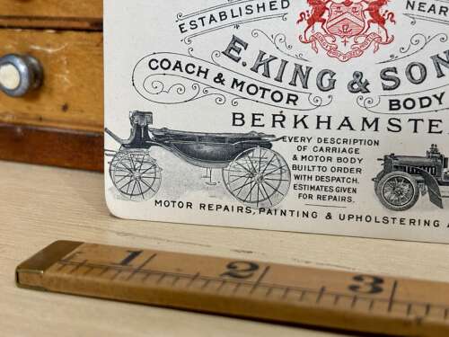 King & Son Berkhamsted Coach & Motor Builders Car Motoring Advertsing Trade Card c1890s