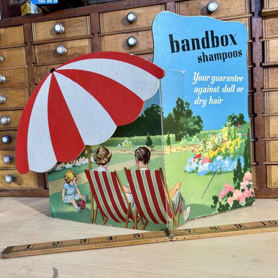 Bandbox Shampoo Hardresser Advertising Standee Card Sign c1950s
