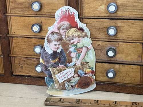 Early Victorian Denton, Arundel Christmas Die-Cut Advertising Trade Card c1898
