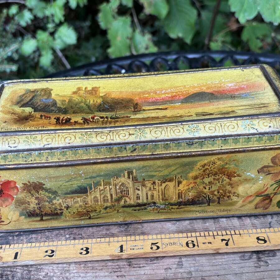 Victorian Carr's Scottish Scenes Biscuit Tin c1900s