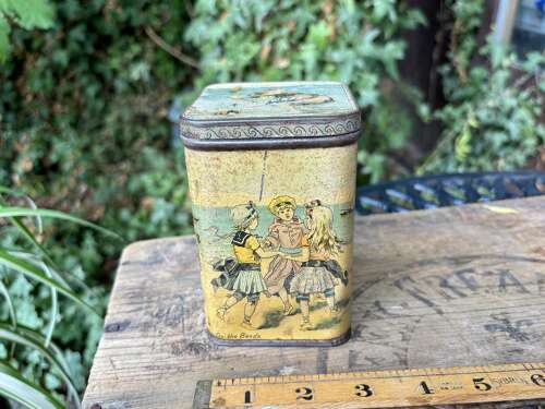 Victorian Dunmore Juvenile box Children at Seaside Biscuit tin c1890s