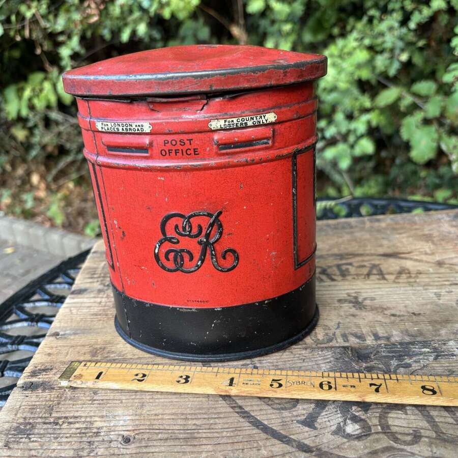 Scarce Huntley & Palmers Double Pillar Post Box Biscuit Tin c1900s