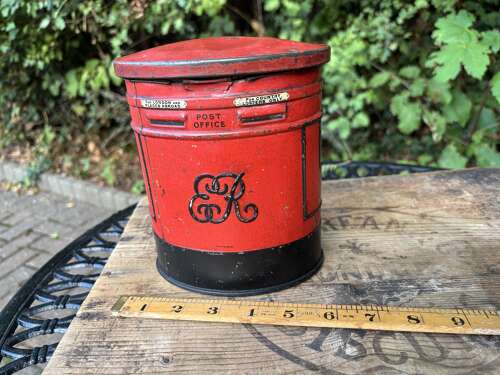 Scarce Huntley & Palmers Double Pillar Post Box Biscuit Tin c1900s