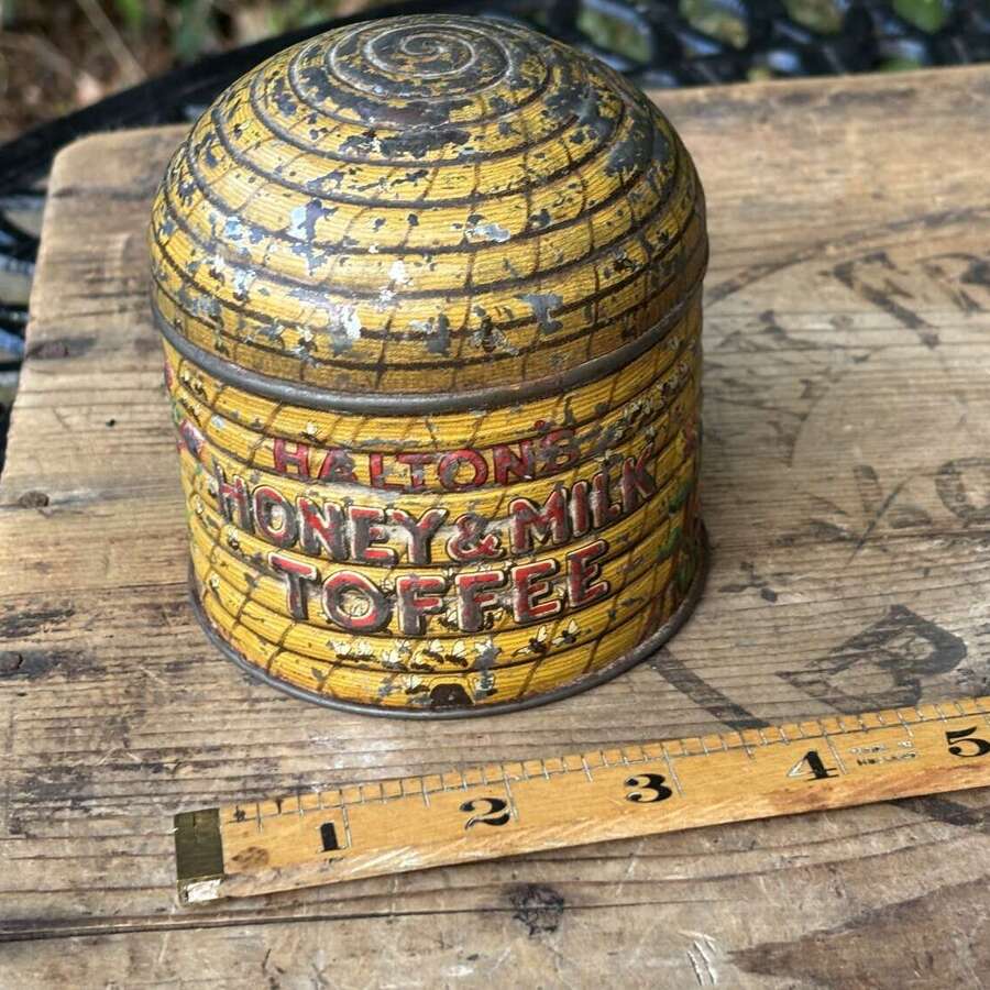 Halton&rsquo;s Toffee Beehive shaped Toffee Tin c1920s