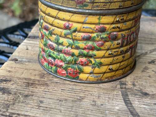 Halton’s Toffee Beehive shaped Toffee Tin c1920s