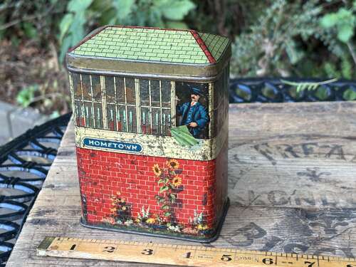 A Charming Railway Train Station Signal Box Biscuit Tin c1900s