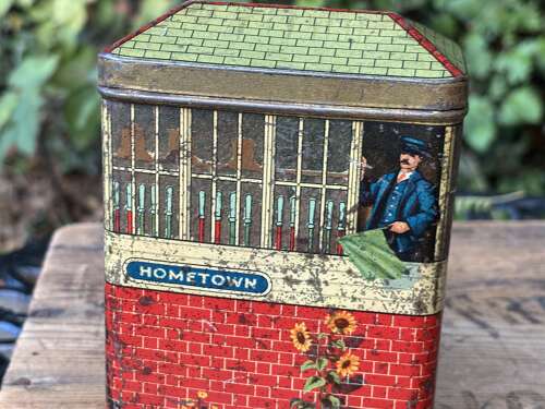 A Charming Railway Train Station Signal Box Biscuit Tin c1900s