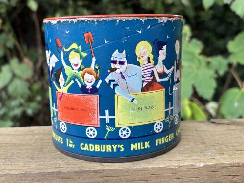 Cadbury’s Milk Chocolate Biscuit Fingers Children’s Train Tin c1960s