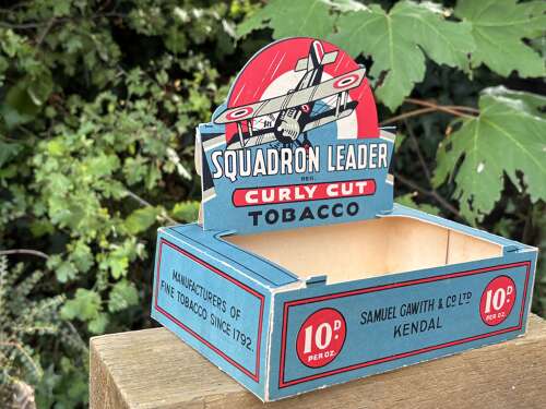 Squadron Leader Biplane Samuel Gawith Tobacco Shop Display card Box c1920s