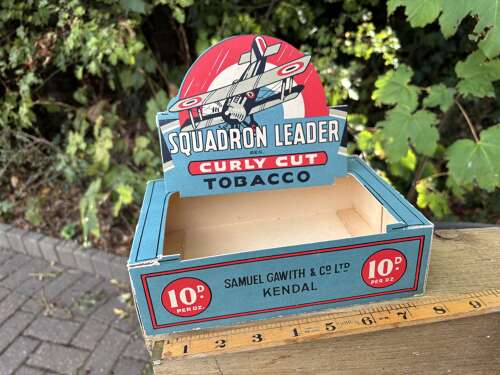 Squadron Leader Biplane Samuel Gawith Tobacco Shop Display card Box c1920s