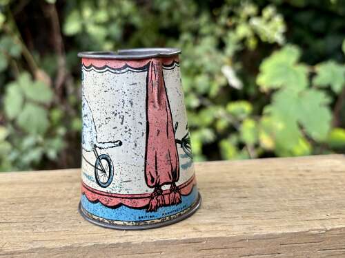 Antique Cat on a Tricycle Tin Tea Set Toy Jug c1910