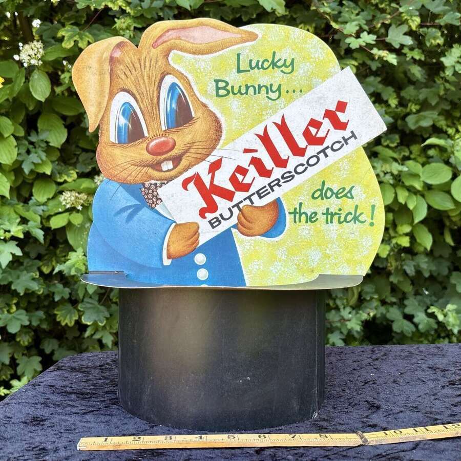 Keiller's Chocolate Easter Bunny Magician Top Hat Fold Out Advertising Card Sign c1950s