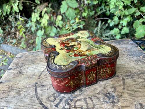 Macfarlane Lang King Charles Swan Biscuit Tin c1900s