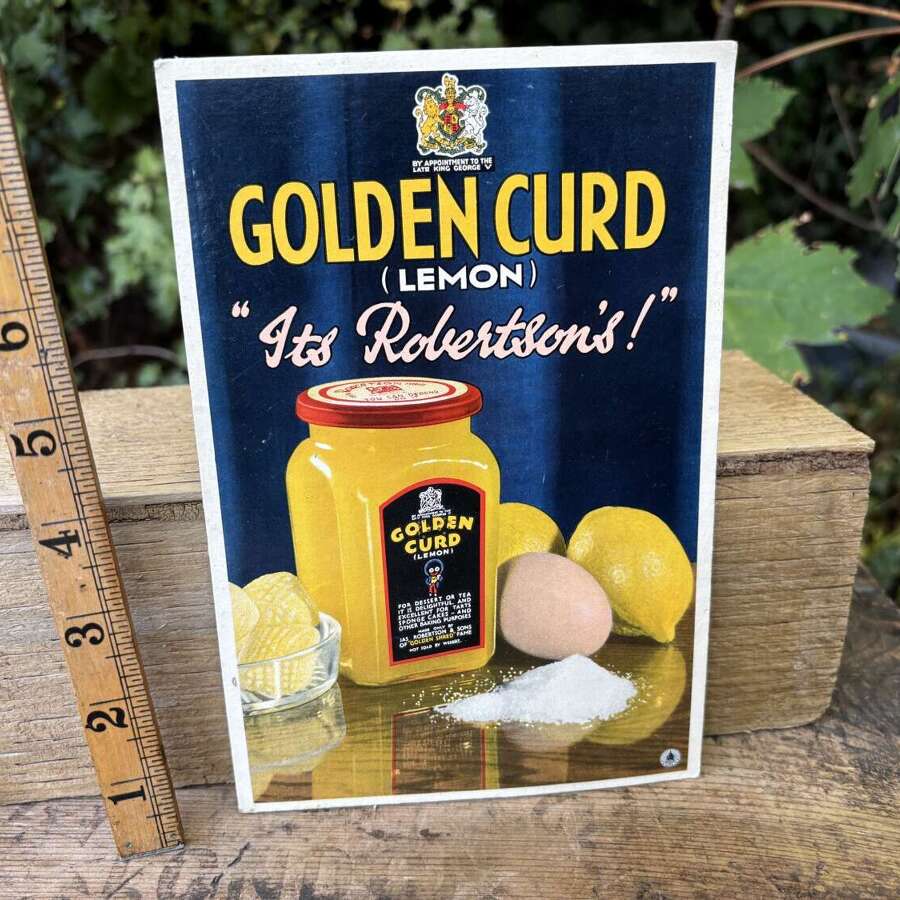 Scarce Robertson's Golden Curd Golly Advertising Card Sign c1930s