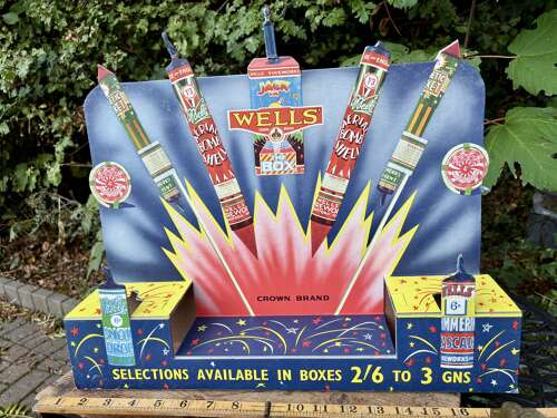 Well's Crown Fireworks Fold Out Card Advertising Sign 3D Display c1950s