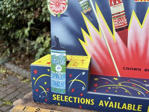 Well's Crown Fireworks Fold Out Card Advertising Sign 3D Display c1950s