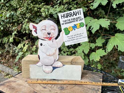 Superb Bonzo the Dog Card Die-Cut Advertising Sign Shop Display c1980s