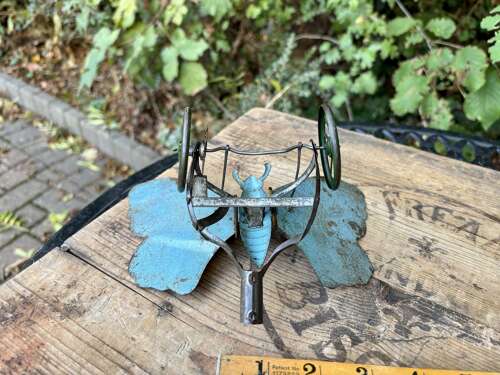 Fantastic Mechanical Tin Butterfly Clockwork Pull Toy c1900s