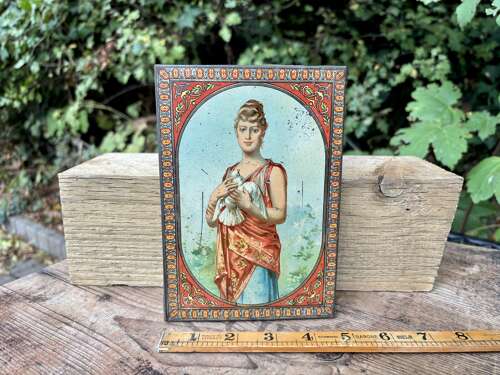 Scarce Peek Frean Lady & Dove Biscuit Tin c1890s