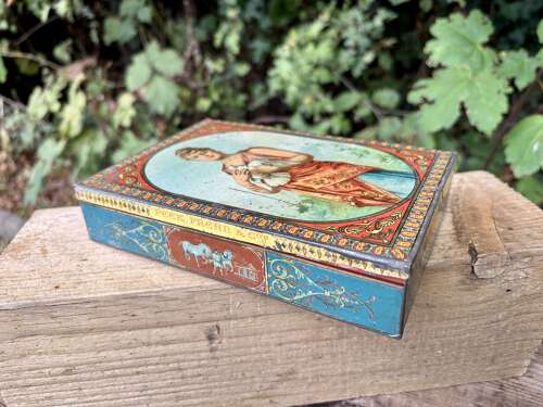 Scarce Peek Frean Lady & Dove Biscuit Tin c1890s