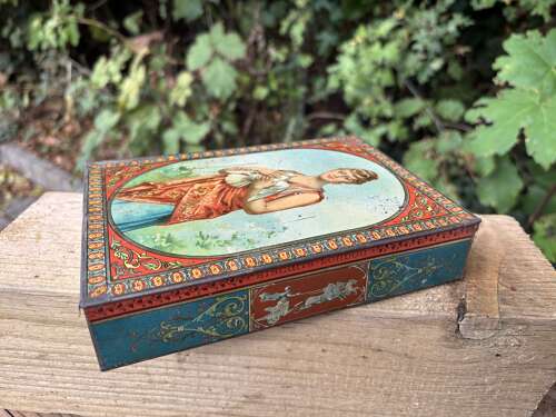 Scarce Peek Frean Lady & Dove Biscuit Tin c1890s