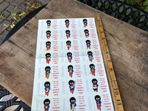 Robertson’s Gollicrush Jam Jar Golly labels uncut Advertising Sheet c1960s