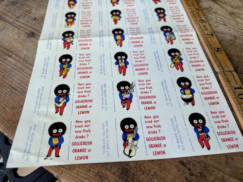 Robertson’s Gollicrush Jam Jar Golly labels uncut Advertising Sheet c1960s