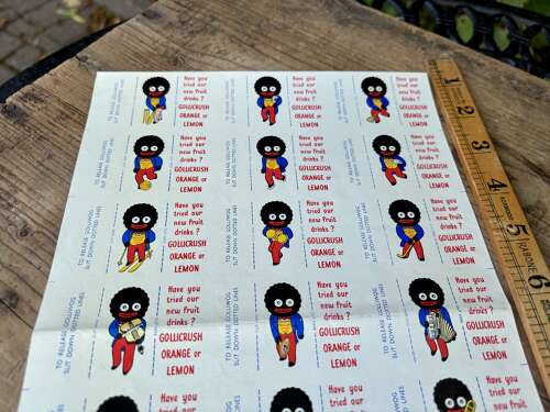 Robertson’s Gollicrush Jam Jar Golly labels uncut Advertising Sheet c1960s