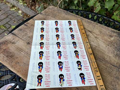 Robertson’s Gollicrush Jam Jar Golly labels uncut Advertising Sheet c1960s