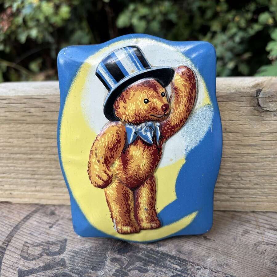 Superb George Horner Embossed Teddy Bear Toffee Tin c1930s